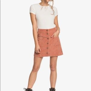 Roxy Warning Sign Buttoned Corduroy Skirt